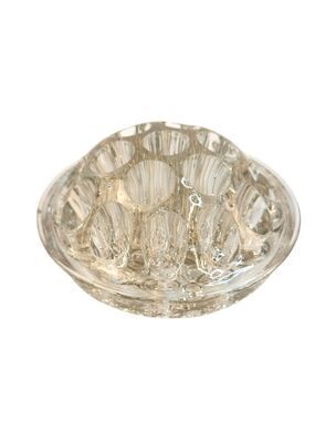 Vintage Clear Glass Flower Frog Holder Floral Arranger19 hole 4.5 x 2 inch
